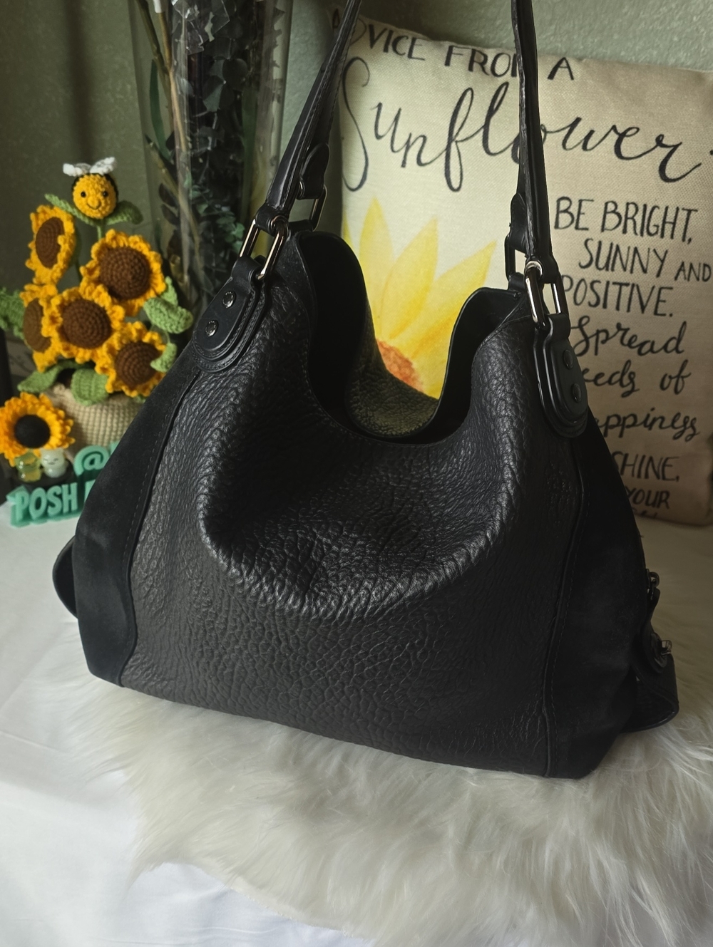 Coach Eddie 42 Suede And Pebbled Leather Tote - Picture 7 of 16